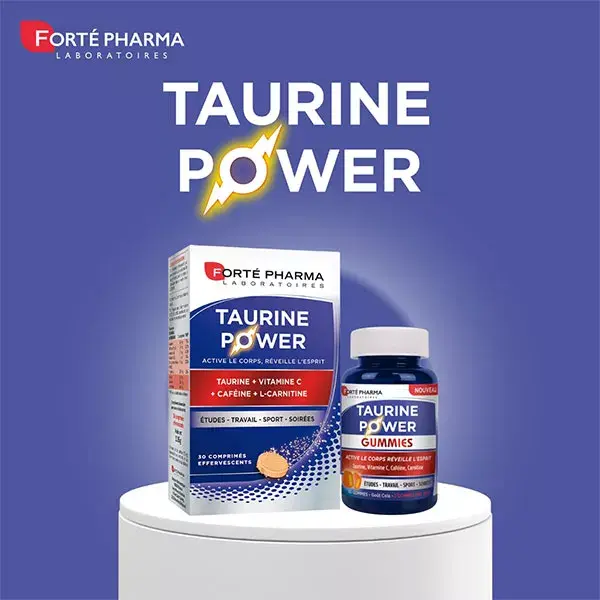 Forté Pharma Taurine Power Gummies - Energético, Cafeína, Sabor Cola - 60 gomas