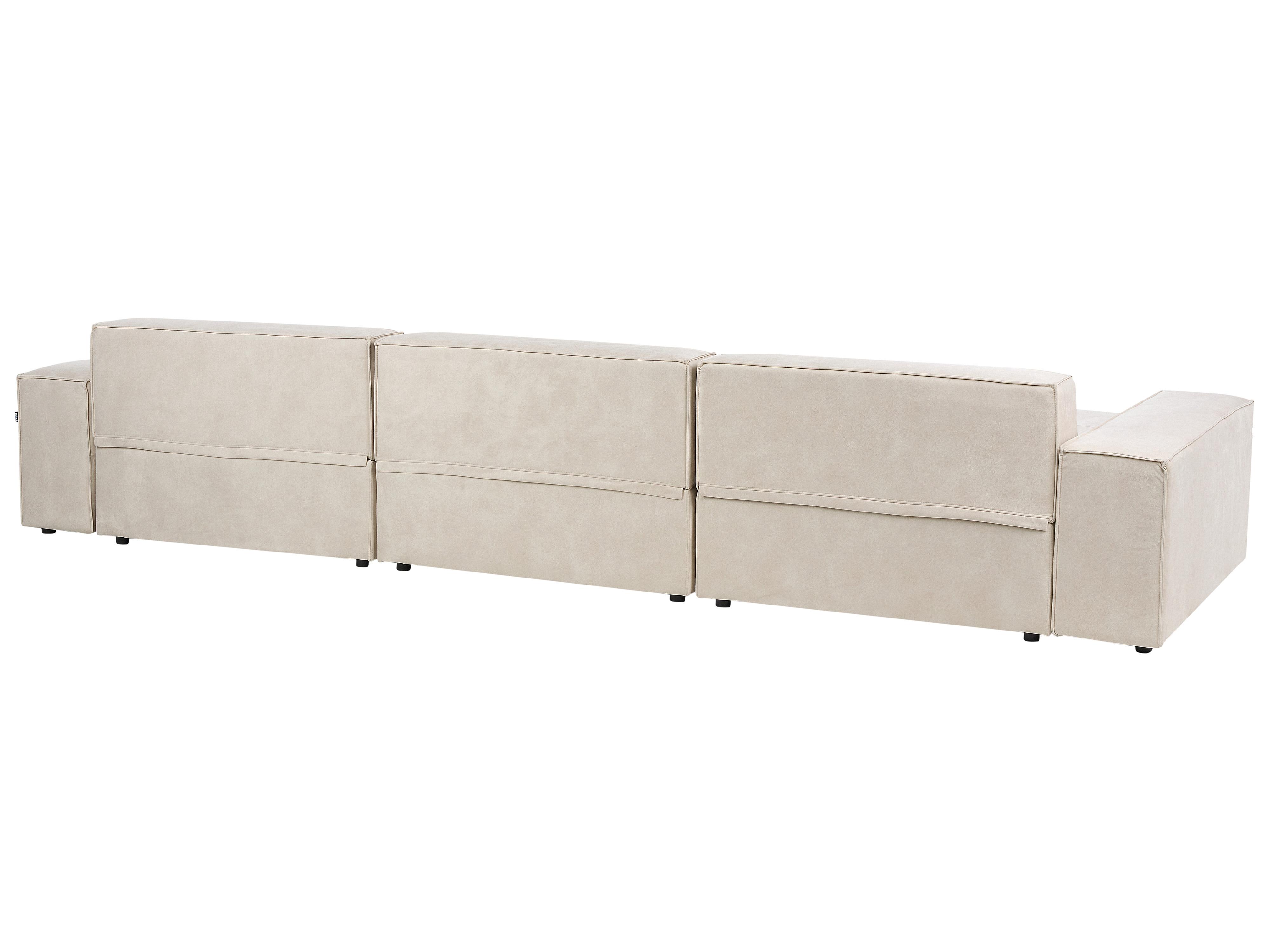 Modulaire hoekbank 3-zits HELLNAR Fluweel Lichtbeige rechtszijdig