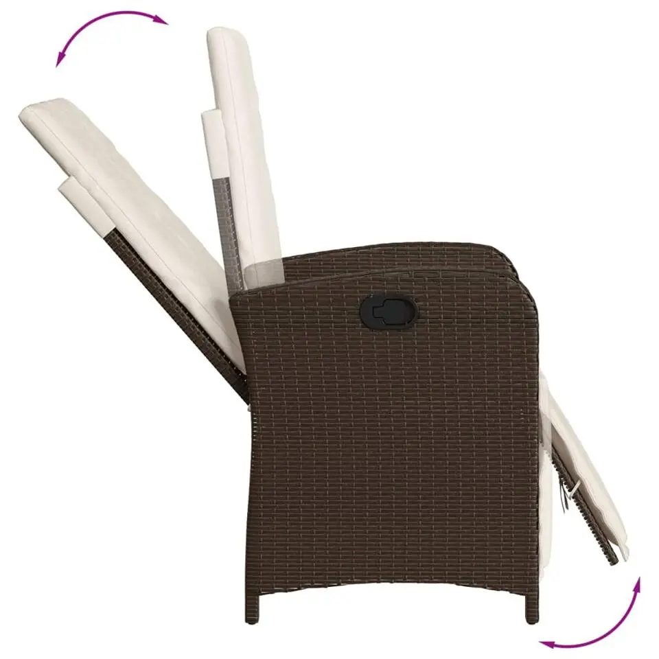 vidaXL - Verstelbare tuinstoelen - Voetensteun - Bruin - Poly rattan - 2 stuks