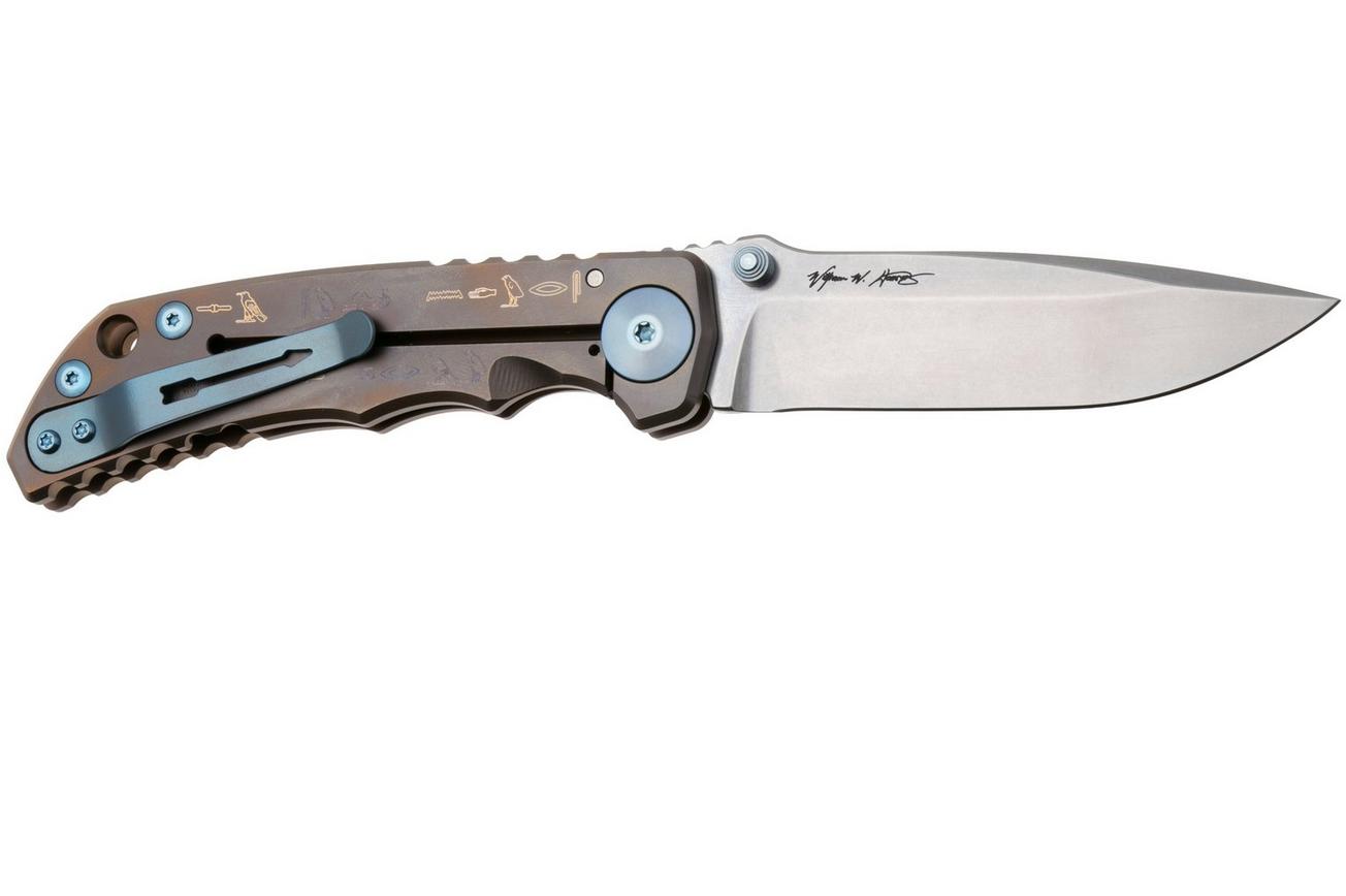 Spartan Blades Harsey Folder King Tut USSF5KTUT, Stonewashed MagnaCut, Gold Titanium, Blue Hardware zakmes