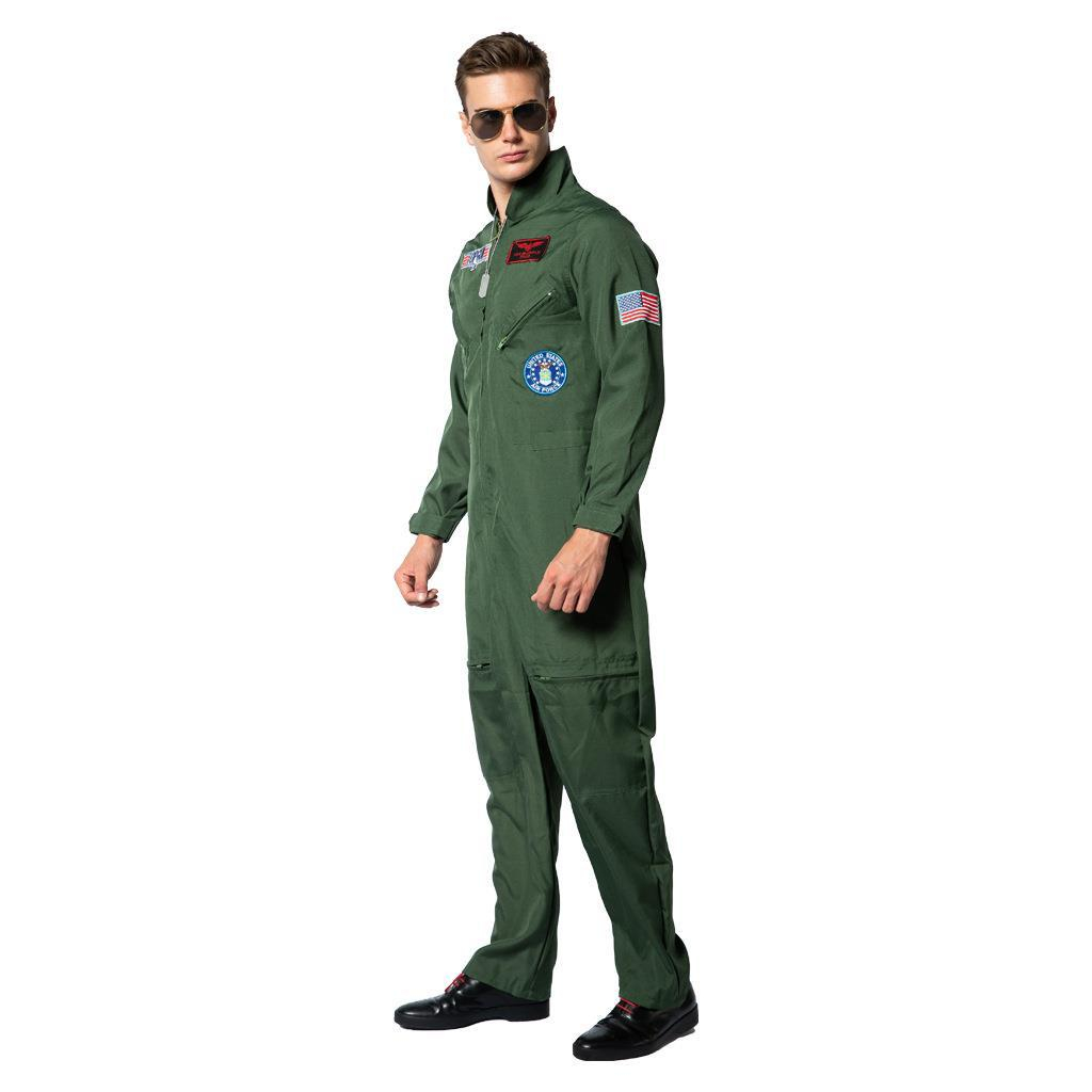 (160-180cm) Fasnachts Erwachsenen Kostüm Kampfjet Pilot Overall Verkleidung für Motto Partys / Halloween - Grün