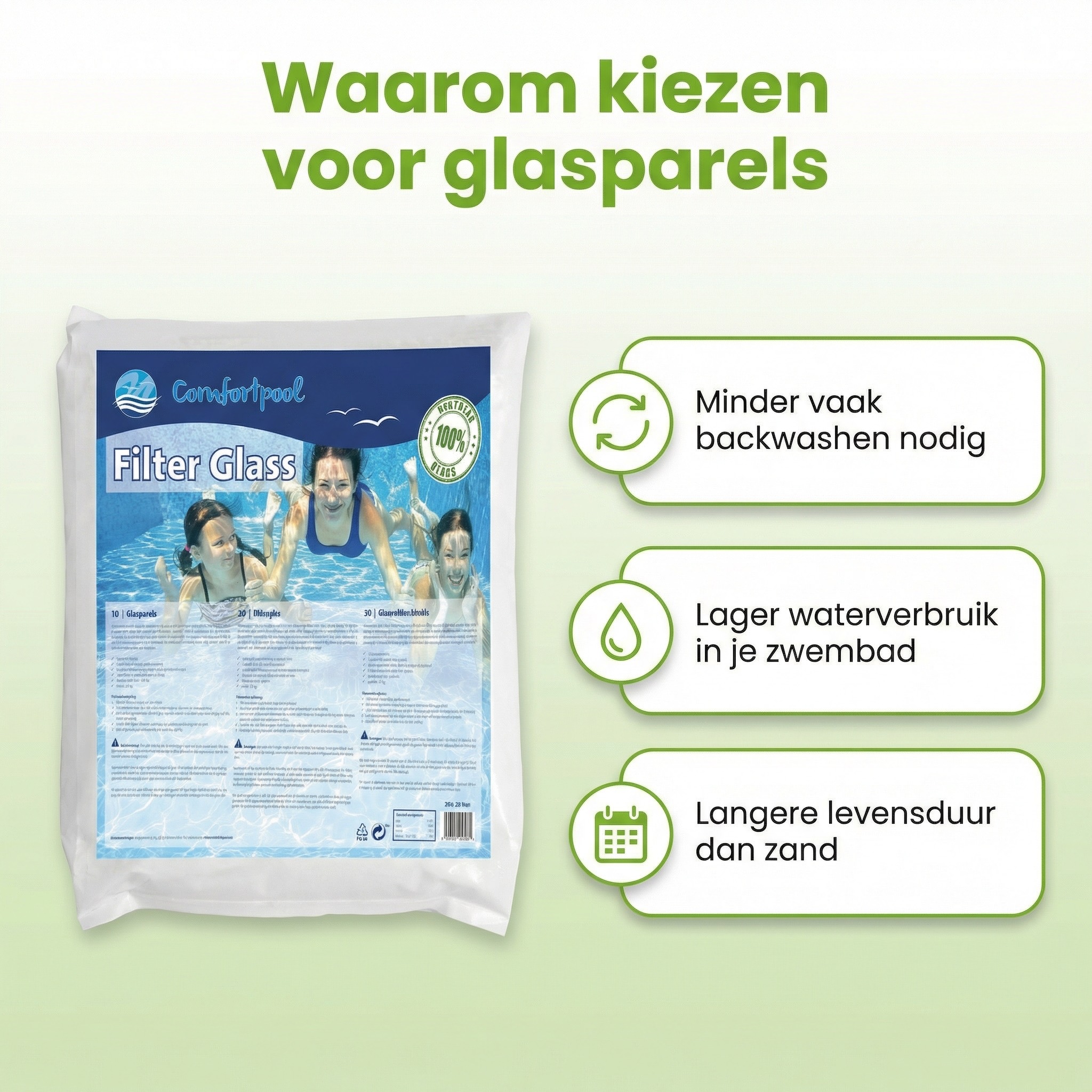 Comfortpool glasparels - 20 kg