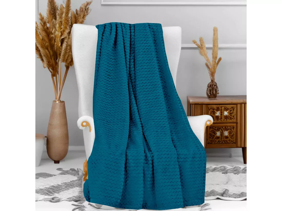 Plaid cocooning 120x160 cm Bleu canard