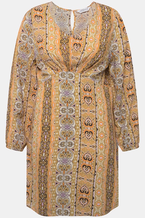 Minikleid, Fitted Fit, Streifen Patchprint, Langarm