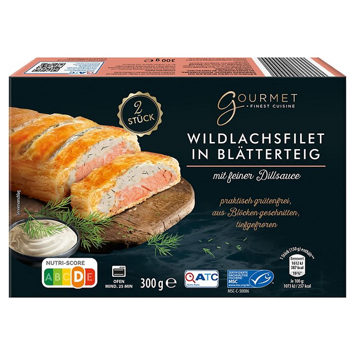 GOURMET FINEST CUISINE Wildlachsfilet in Blätterteig 300 g, Dill