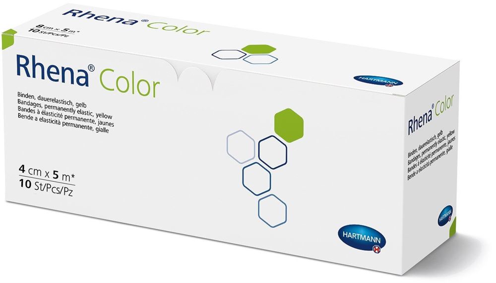 Rhena Color Elastische Binden<br>10 Stück, 4cmx5m, gelb offen