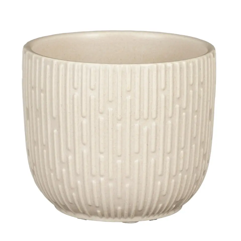 Mica Decorations Plantenpot - keramiek - mat wit - D11/H9 cm
