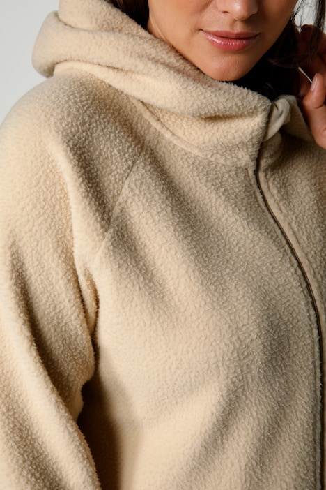 Fleece-Hoodiejacke, 2-Wege-Zipper, Kängurutasche, Langarm