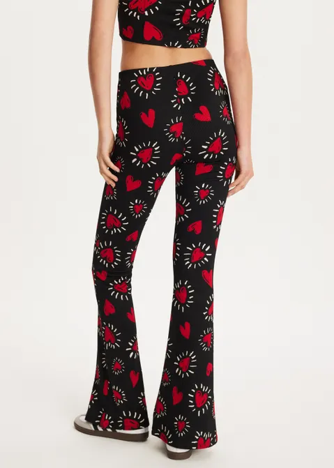 Flared broek met hartjes assorti (ASSOR)