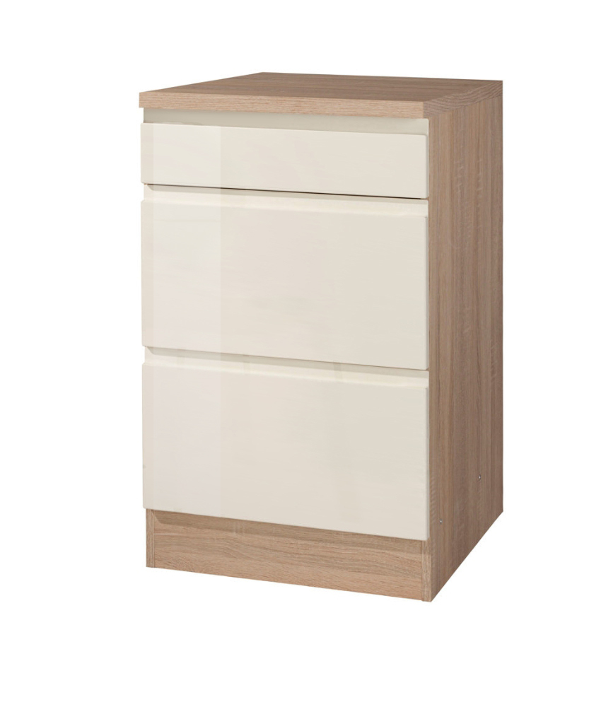 Topfschrank WIEN - creme Hochglanz-Sonoma Eiche - 50 cm