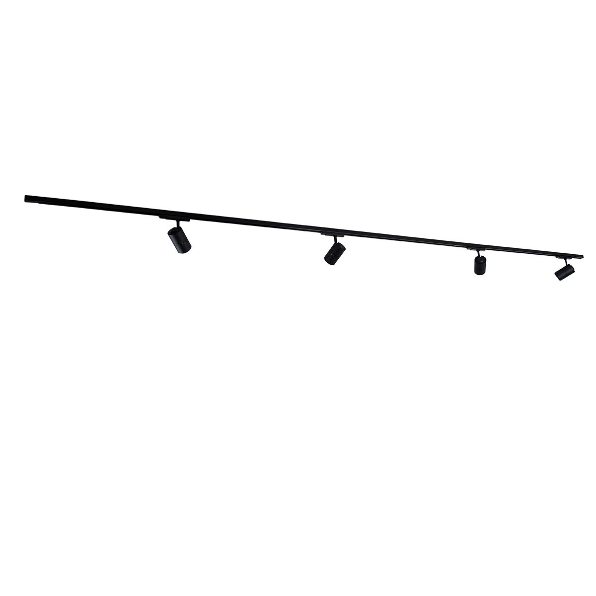 Modern 3-fase railsysteem met 4 spots zwart - 3-Phase Ruler
