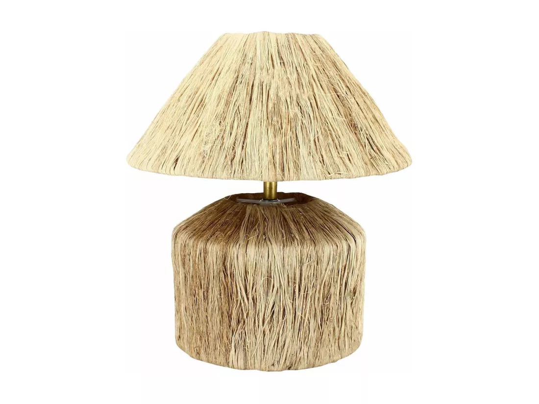 Now's Home - Lampe A Poser En Fibres Naturelles Fait Main Diam 30x32cm Kaya