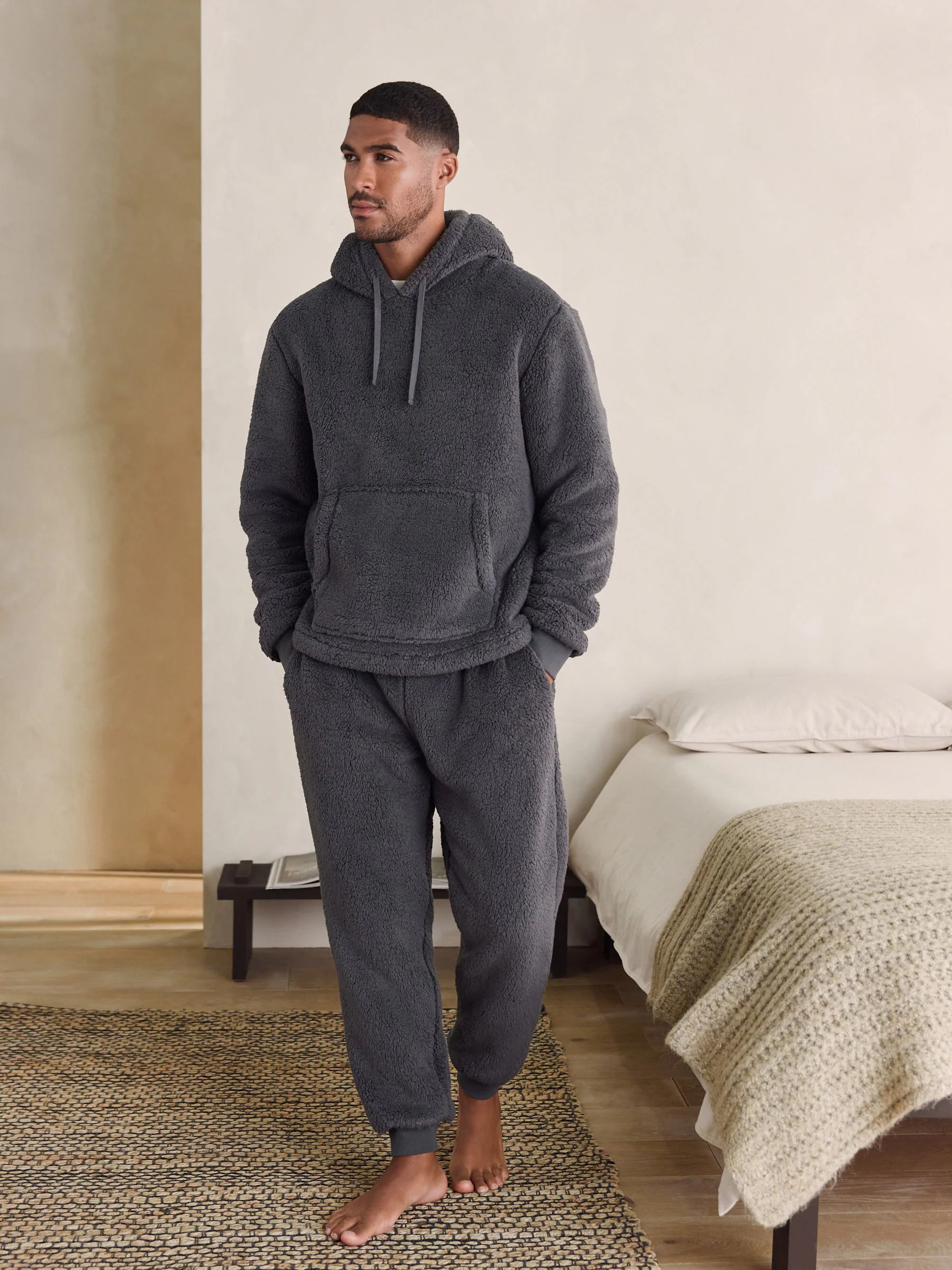 Leisteen grijs - Pullover hoodie van borg