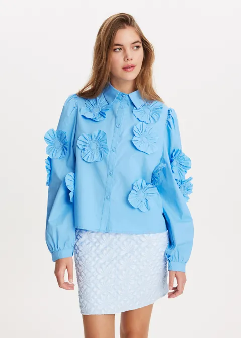 Blouse met bloemen blauw (BLW)