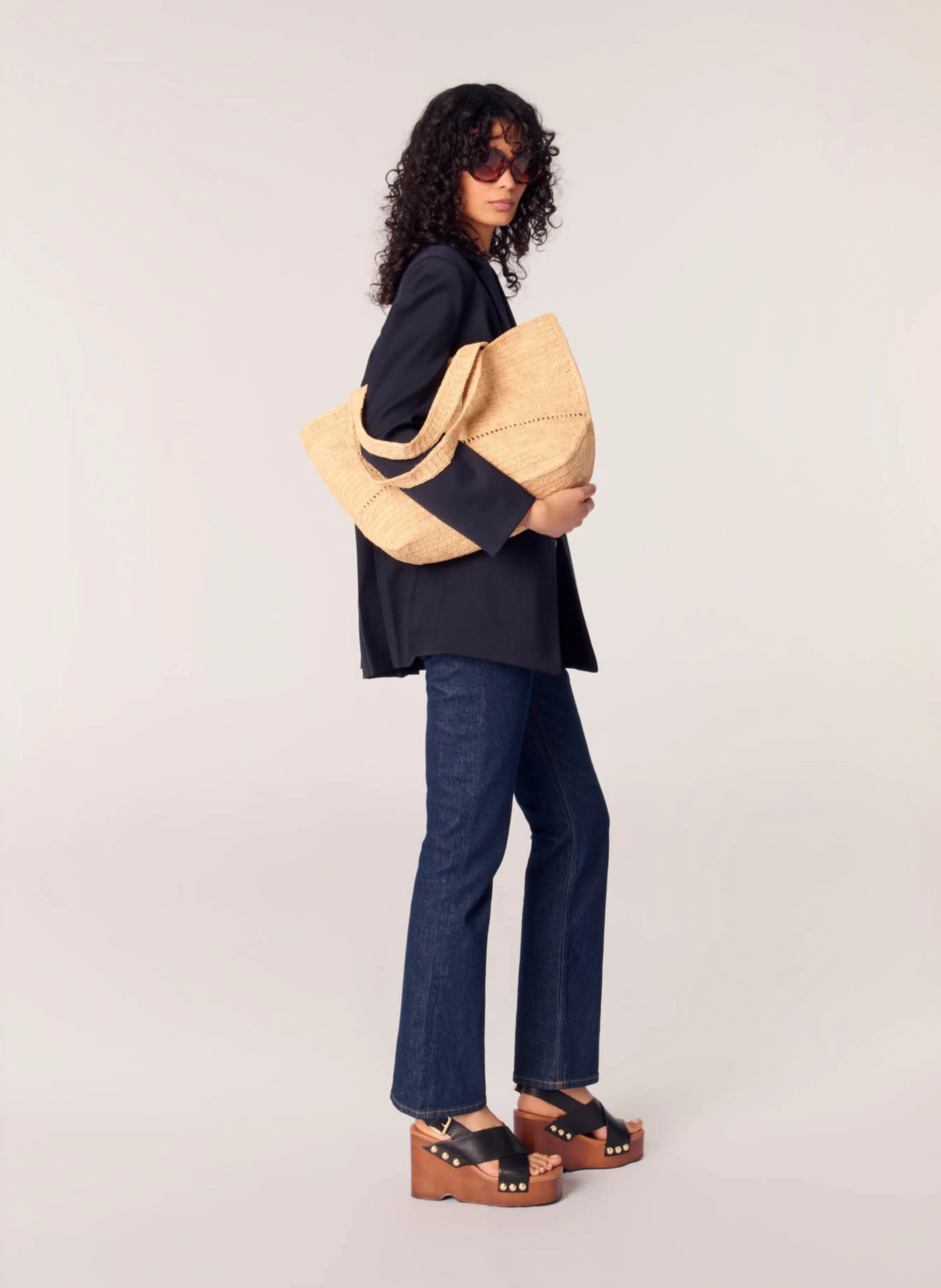 Jean droit taille haute | Bleu