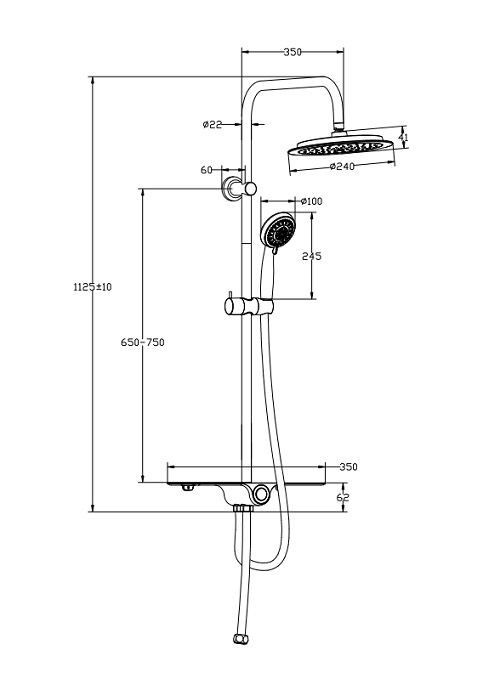 Schutte Aquastar douchesysteem chroom/antraciet