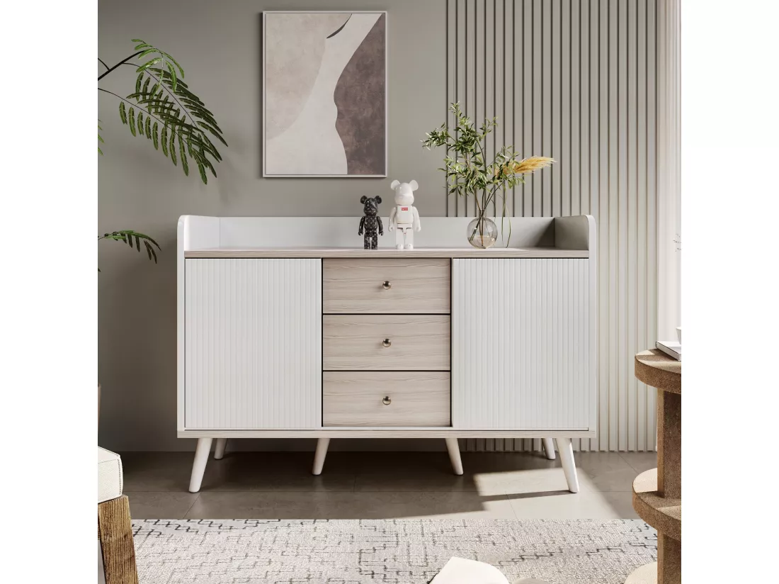 Buffet moderne à trois tiroirs en bois, un,d75cm×h77cm