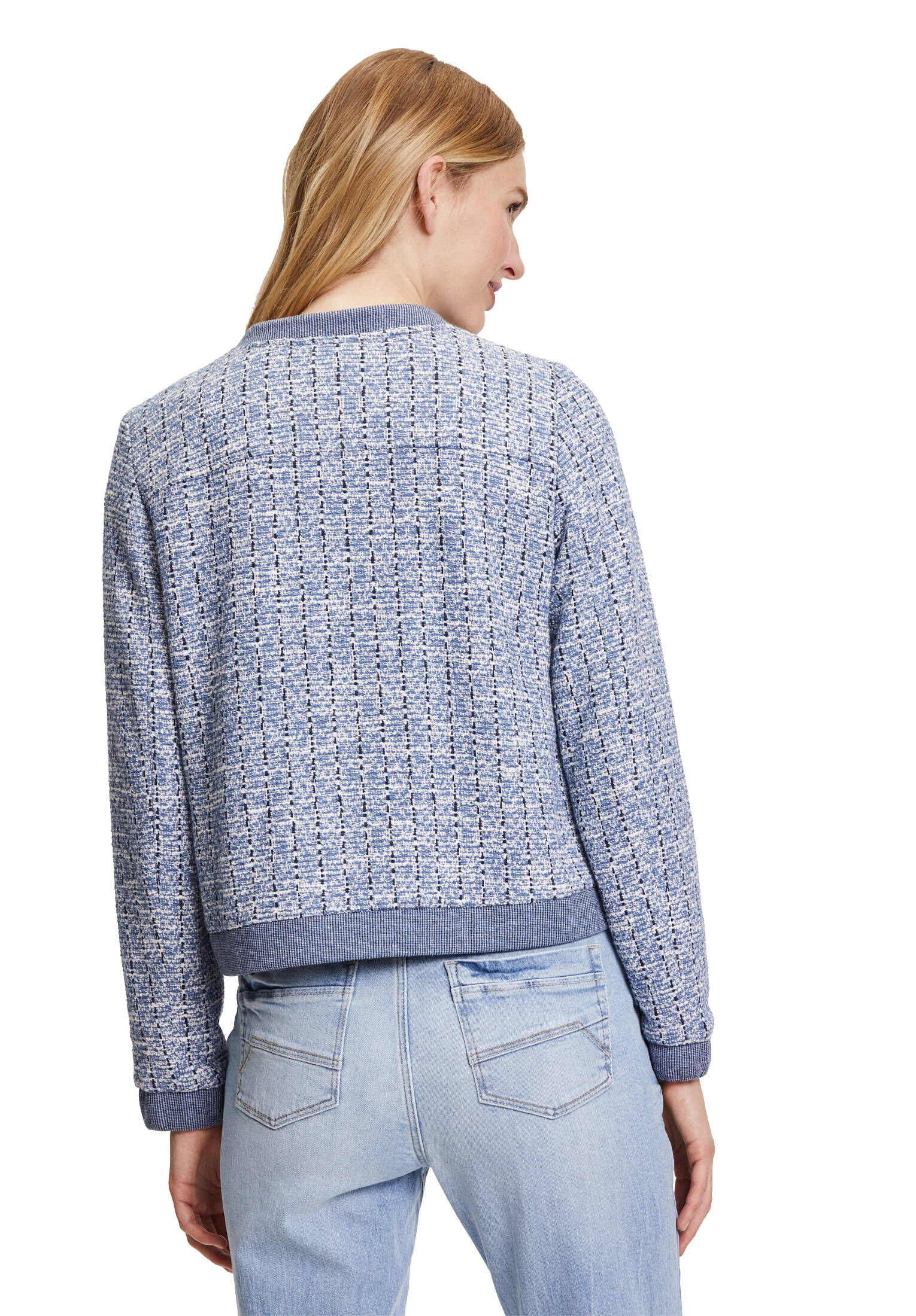 Betty & Co| Damen Tweedblazer mit Rundhalsausschnitt