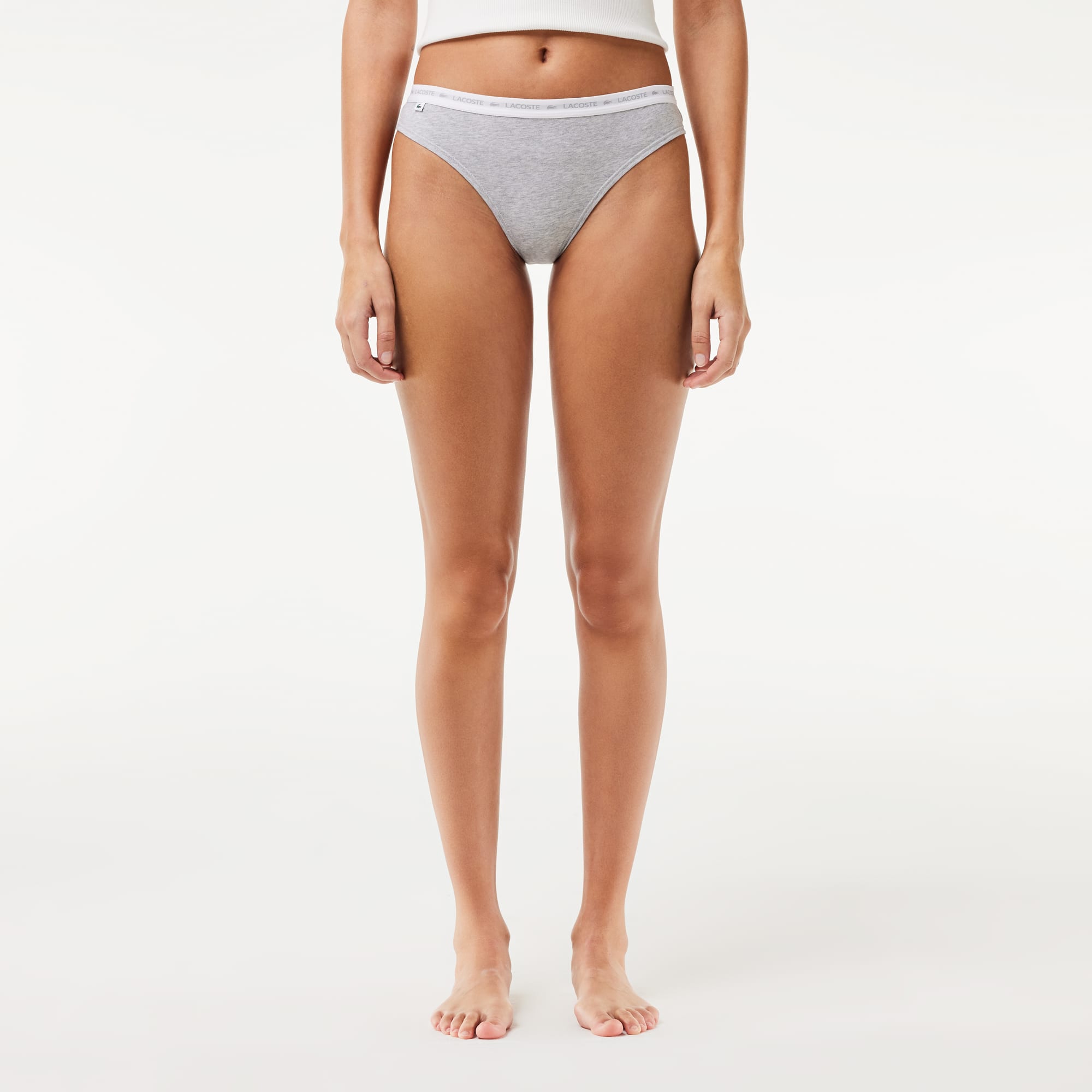 Lot de 3 strings siglées en coton stretch Culottes & bas - Noir - Lacoste - Femme