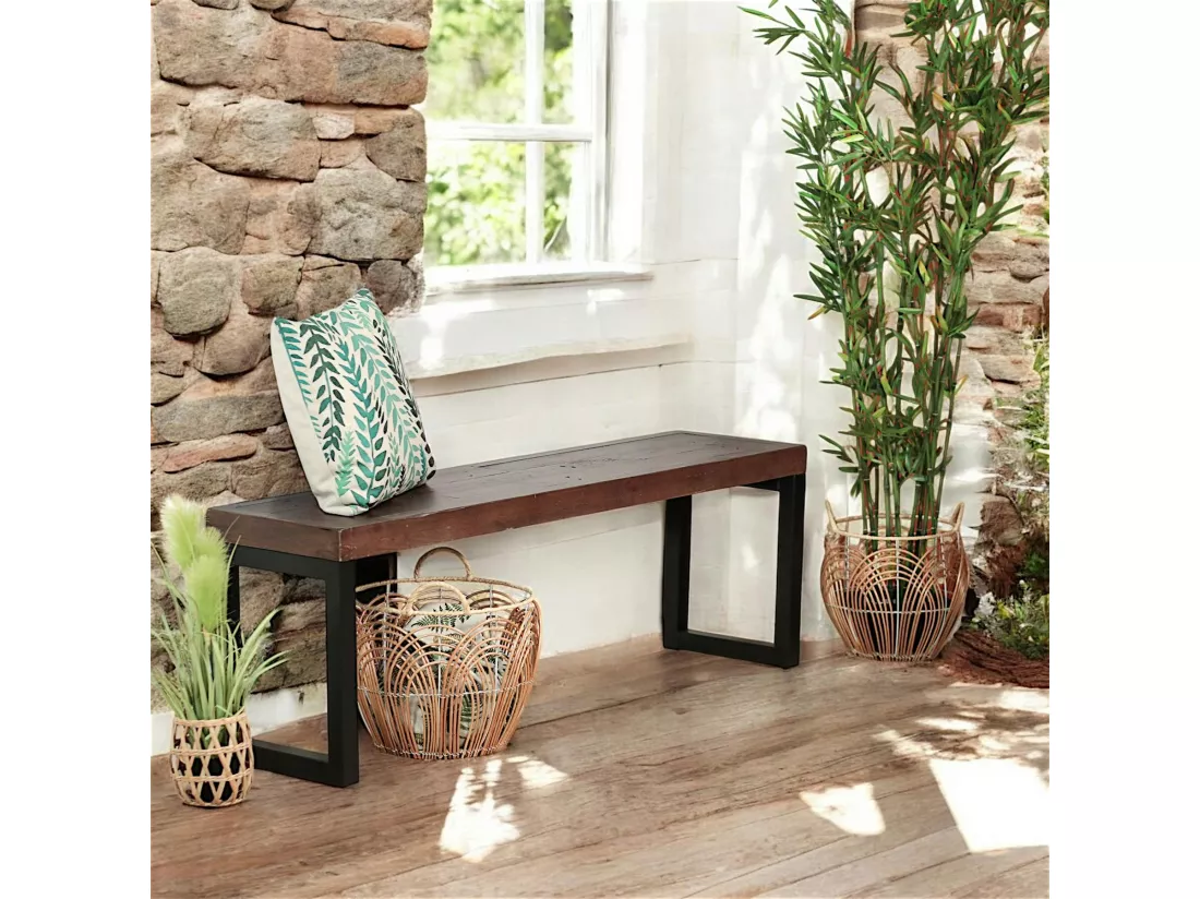 Banc Bois recyclé pieds métal 140 cm SAMOA