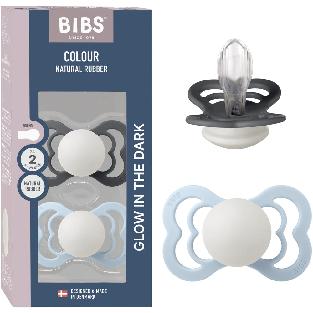 Køb Bibs Iron Glow/Baby Blue Glow Sut Supreme 2-Pak Silikone