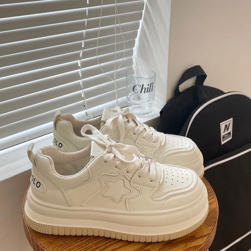 Asterisk - Star Applique Platform Sneakers
