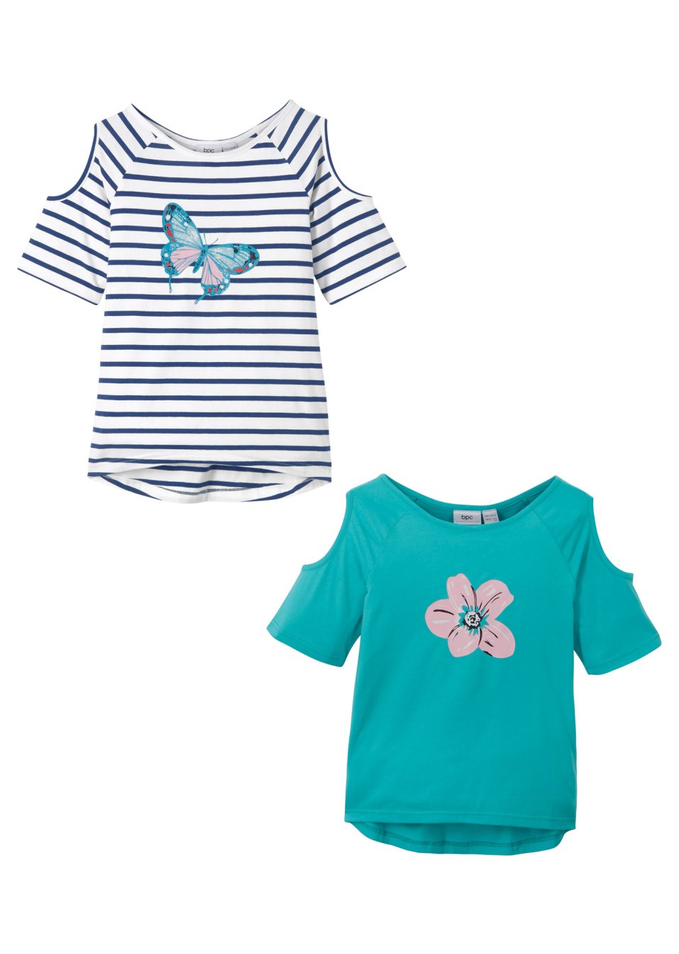 Lot de 2 T-shirts fille avec épaules découpées