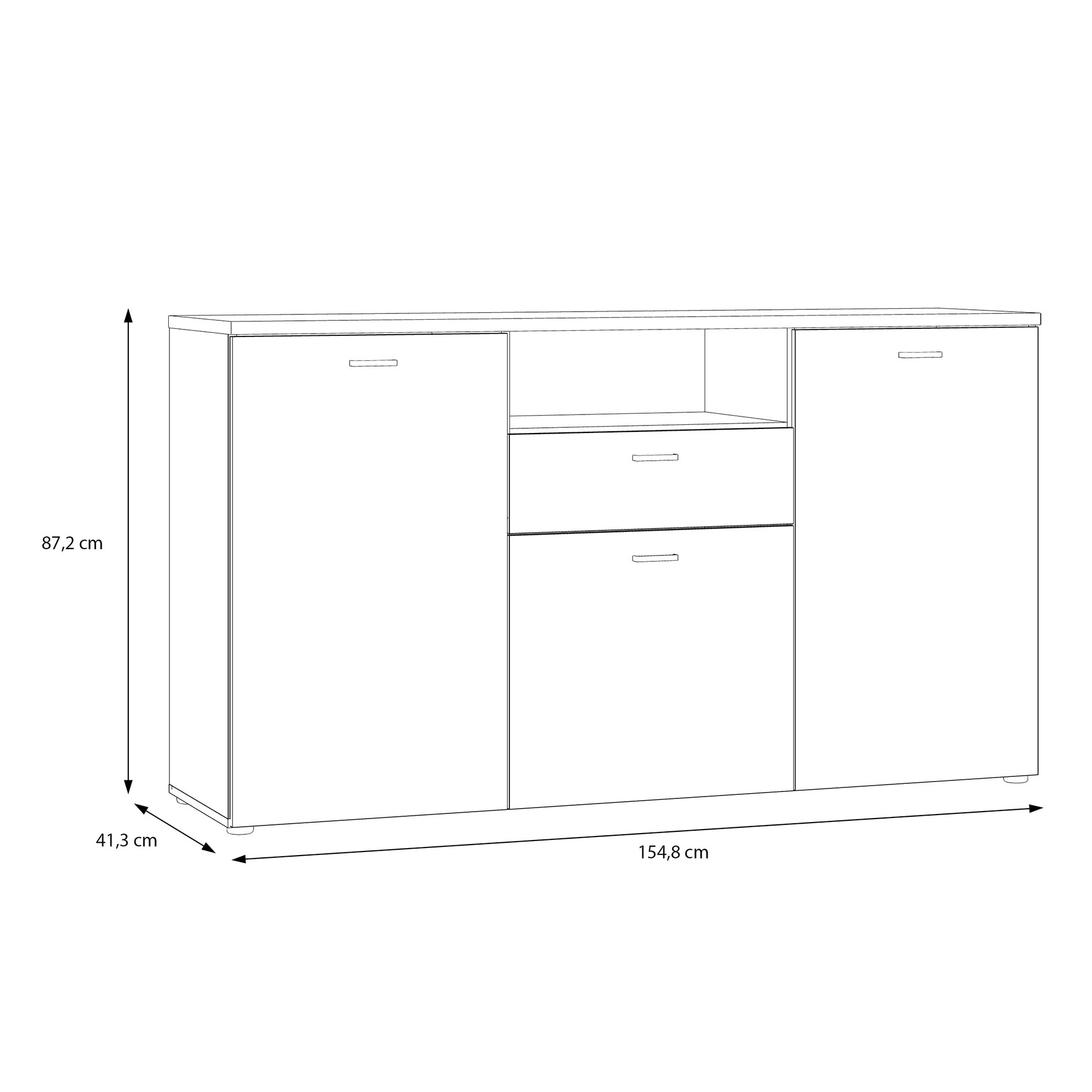 Sideboard - weiß - Artisan Eiche - 154 cm breit