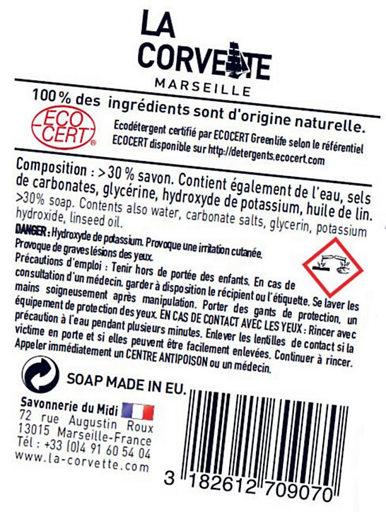 Savon noir La Corvette Savonnerie du midi en pâte à l’huile de lin 1kg