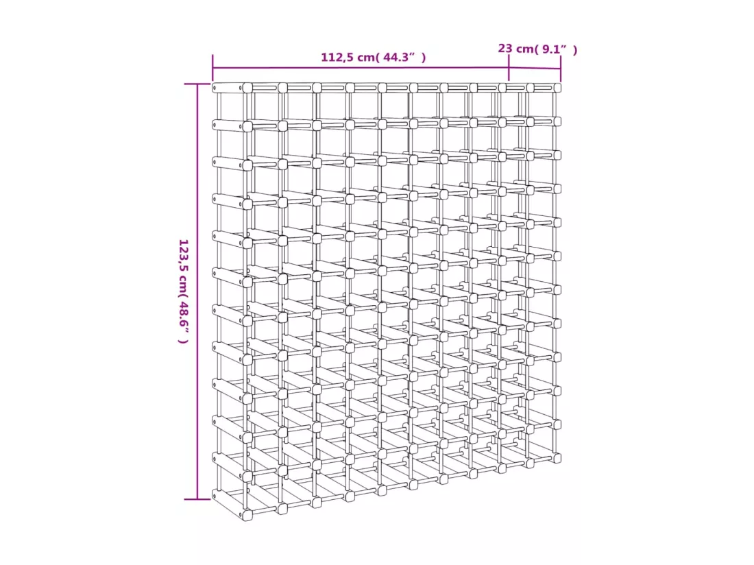 Casier à vin pour 120 bouteilles 112,5x23x123,5 pin massif