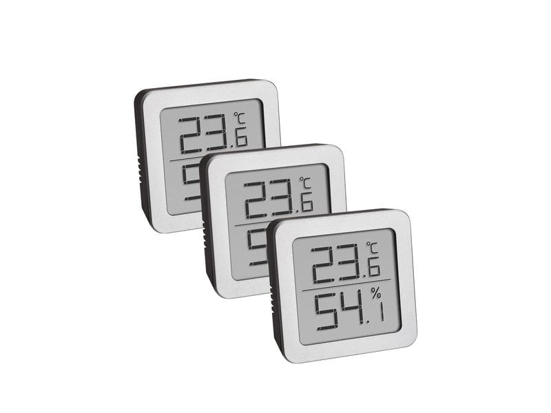 TFA Dostmann Thermo-/Hygrometer Digital 3er-Set Digitales Thermo-Hygrometer