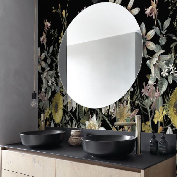 Estahome Veldbloemen Op Zwart Fotobehang  - 1,5 x 2,79 m