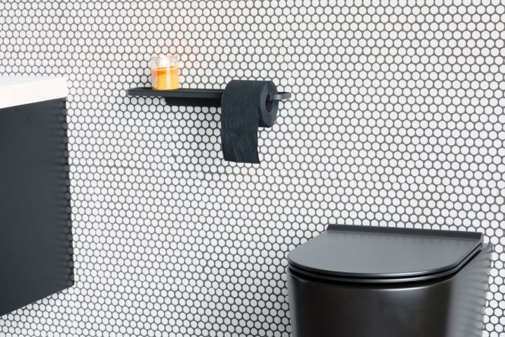 MindSet toiletrolhouder met plankje Mineral Infinite Grey
