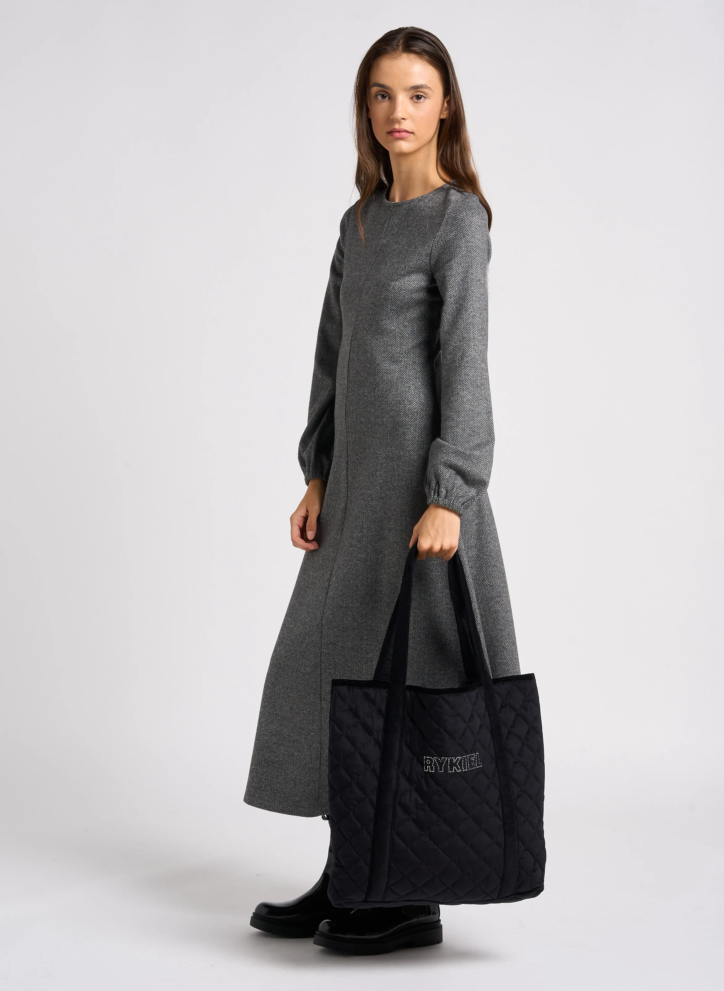 Sac cabas en velours matelassé | Noir