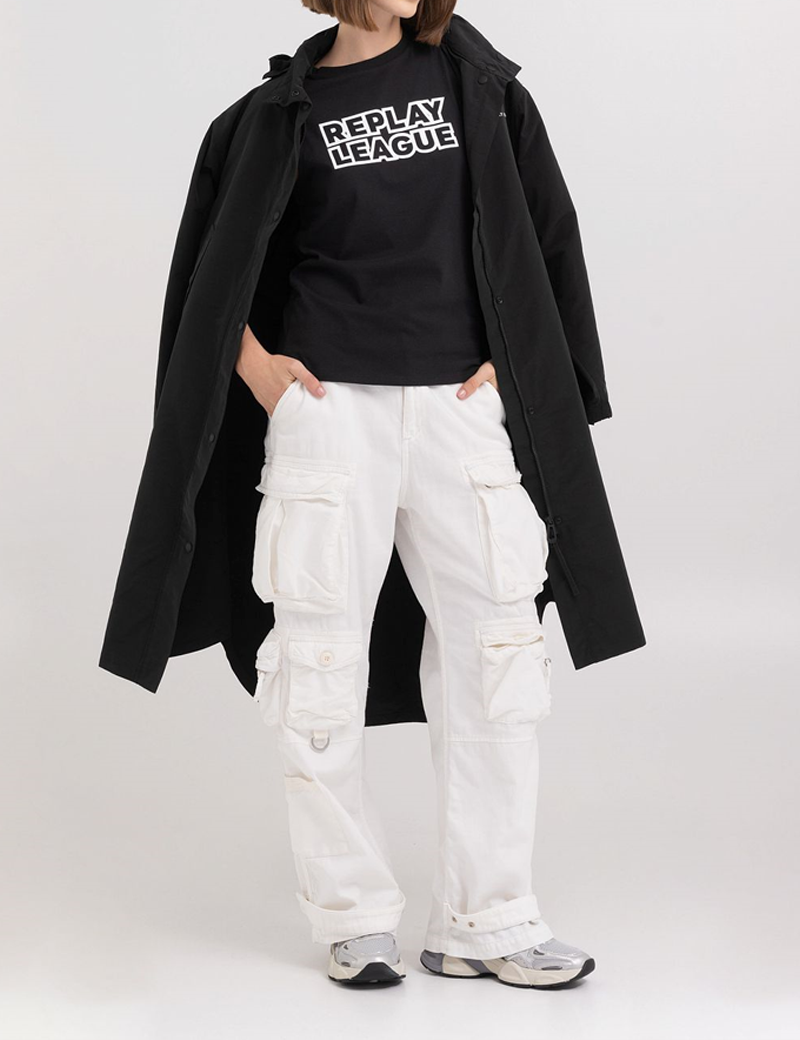 REPLAY PANTALON FEMME COMBAT MILVA BLANC