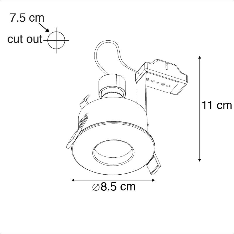 Moderne inbouwspot zwart GU10 50mm IP44 - Gap
