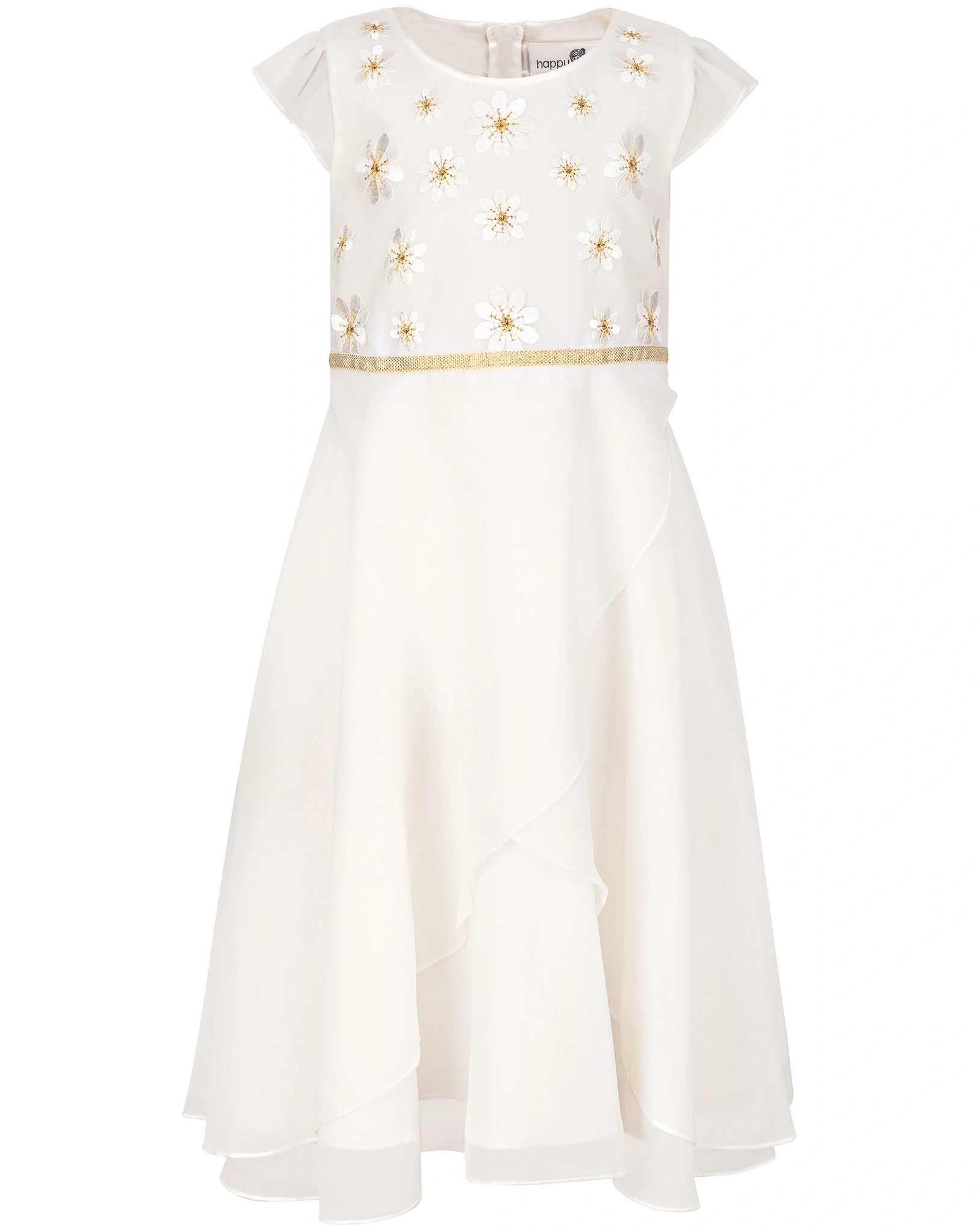 Kurzarm-Kleid GOLDFLOWERS in ecru