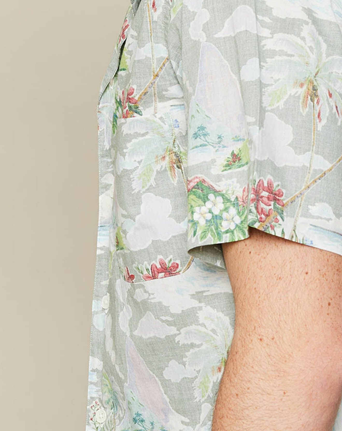 Hartford Chemise slim Slam imprimée kaki pâle