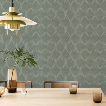 Vliesbehang Hexagon groen 118149