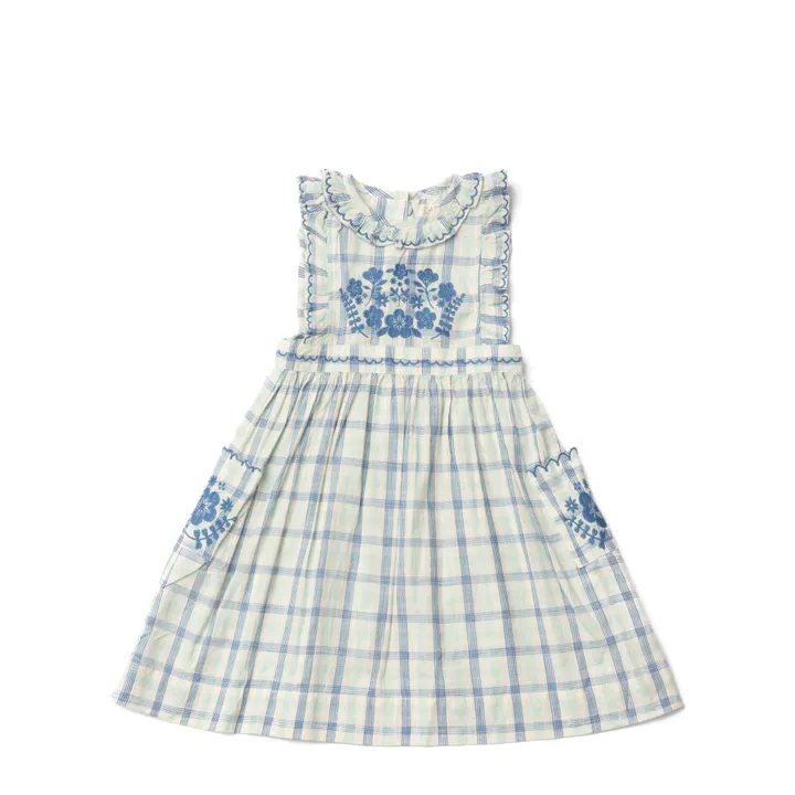 Lali Robe Clover à Carreaux Brodée | Bleu