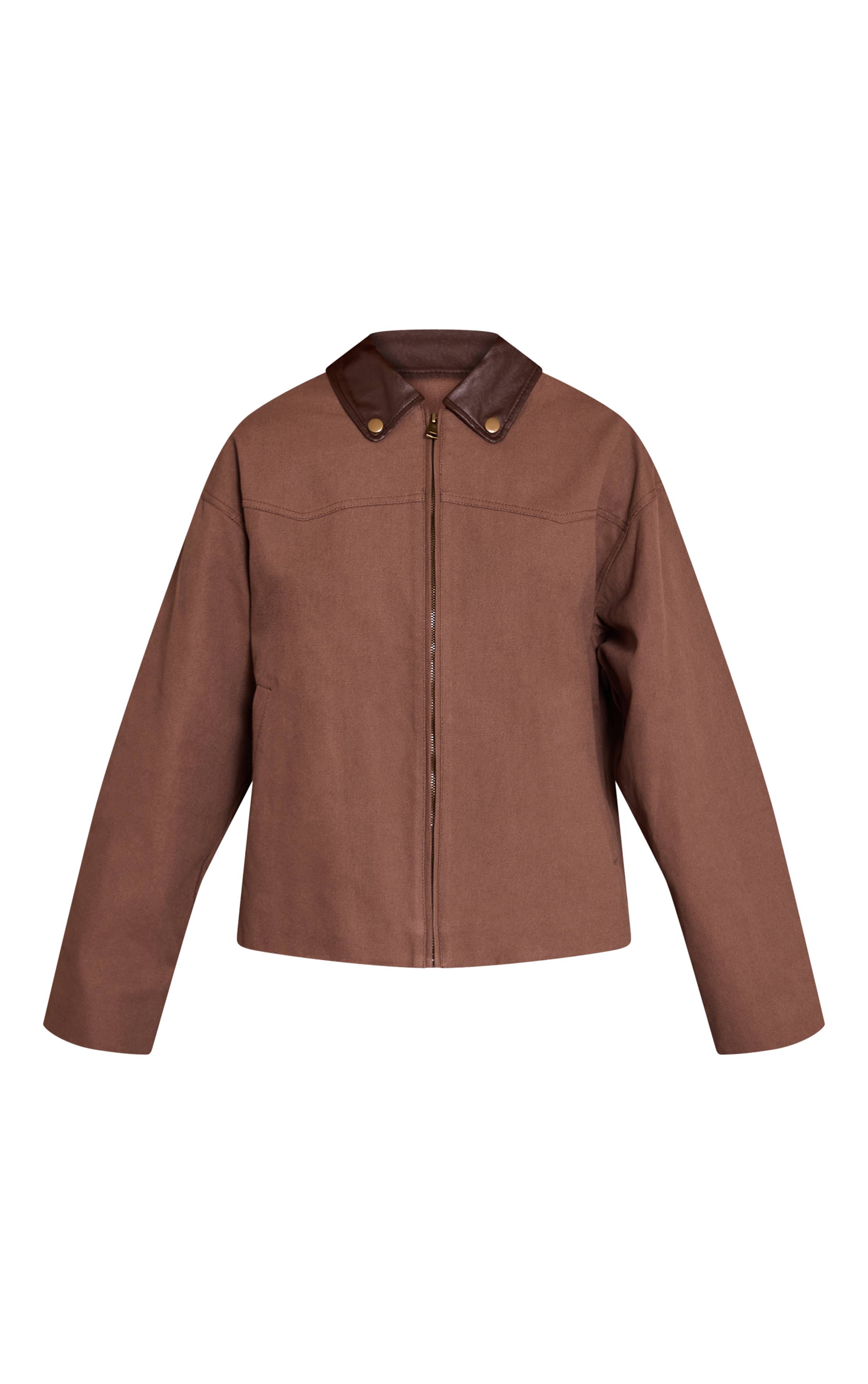 Chocolat Veste Trucker Oversize En Twill Avec Col En SYNTHÉTIQUE