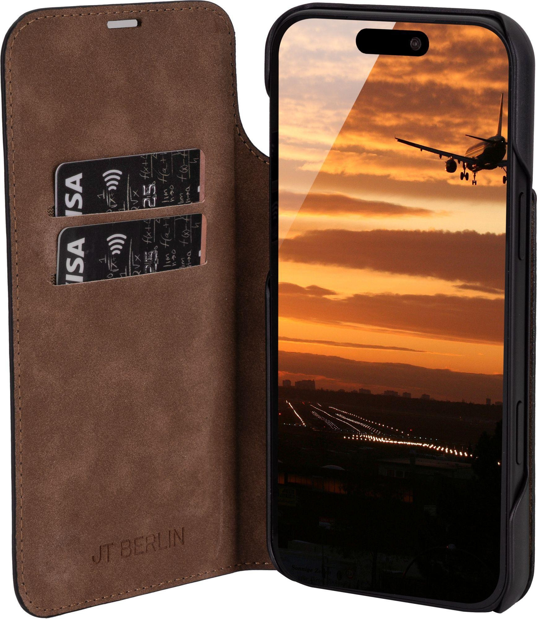 iPhone 17 Pro Max Echtleder Bookcase Hülle Tegel (11126) - Schwarz