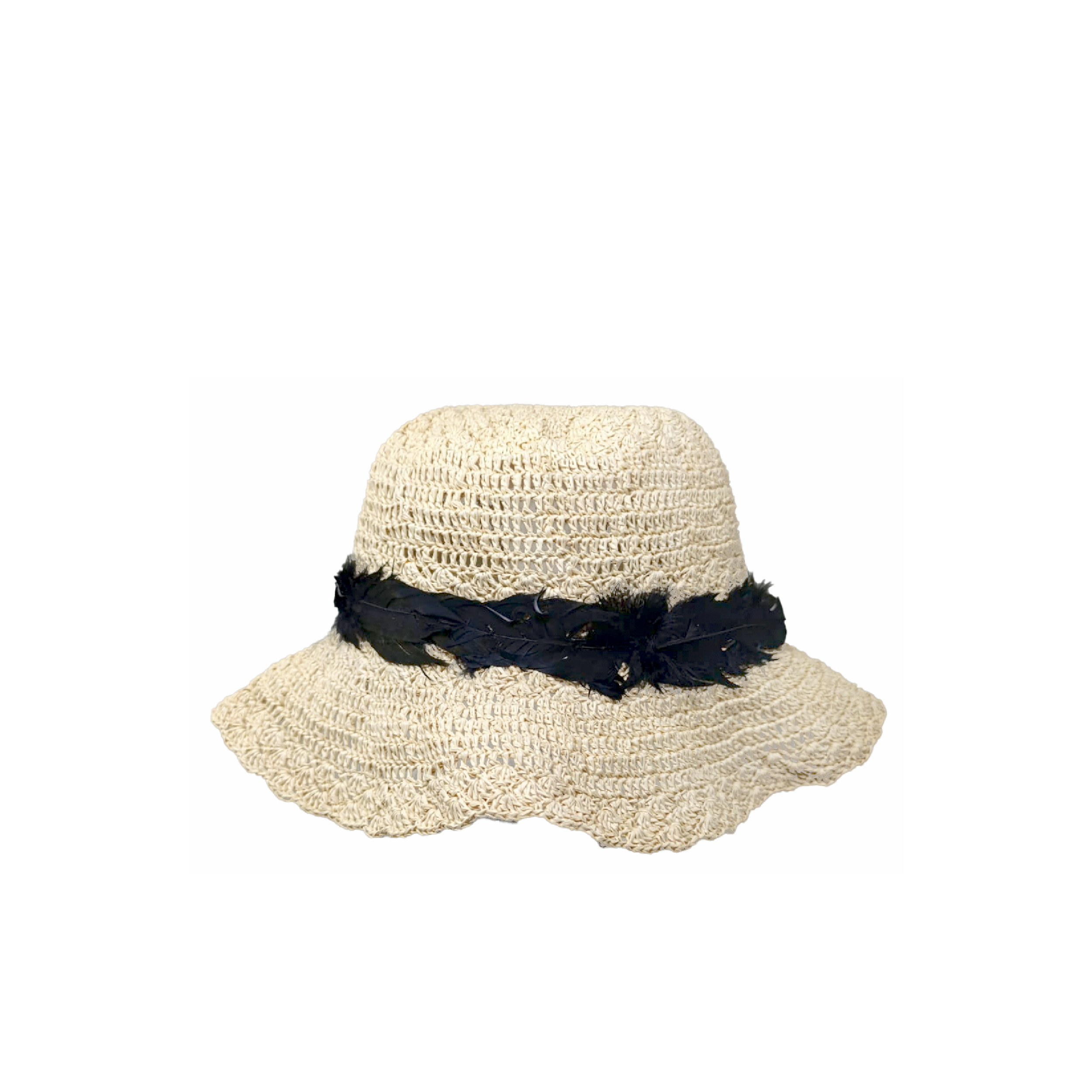 Chapeau hippie à coquillages et plumes