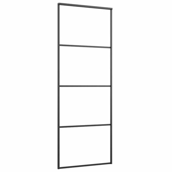 vidaXL Skyvedør frostet ESG-glass og aluminium 76x205 cm svart