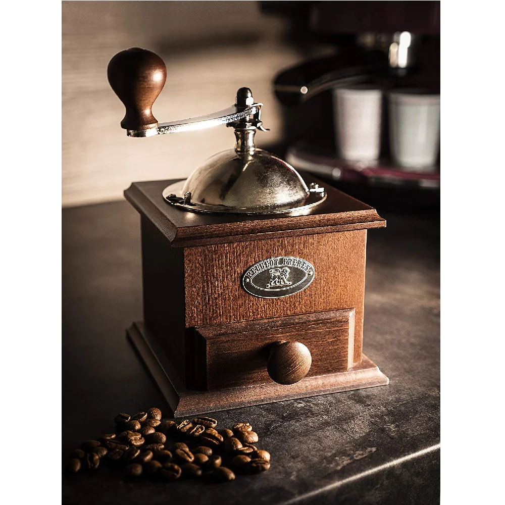 Moulin à café 21 cm Nostalgie en bois couleur chocolat Peugeot
