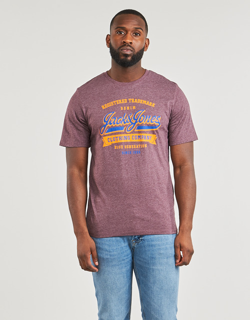 Jack & Jones - JJELOGO TEE SS O-NECK 2 COL SS24 SN - Bordeaux