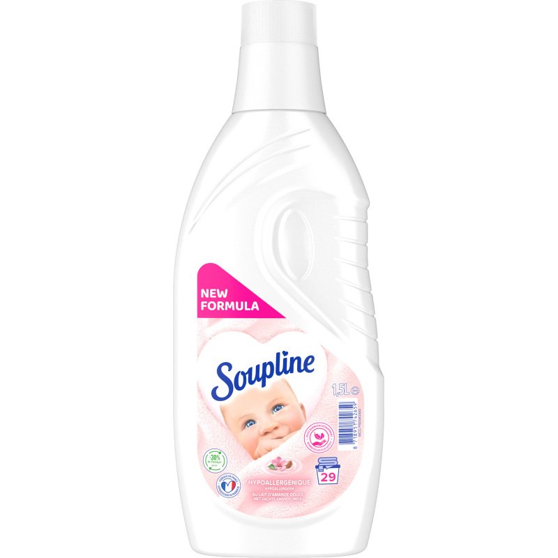Assouplissant Soupline Hypoallergénique – 29 lavages – Bidon 1,5 L