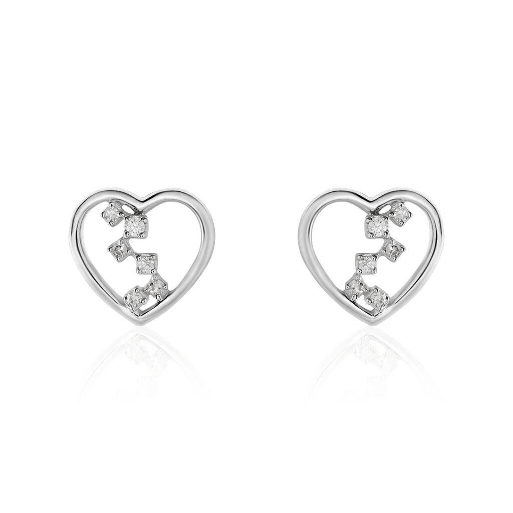 Boucles D'oreilles Puces Modana Or Blanc Diamant