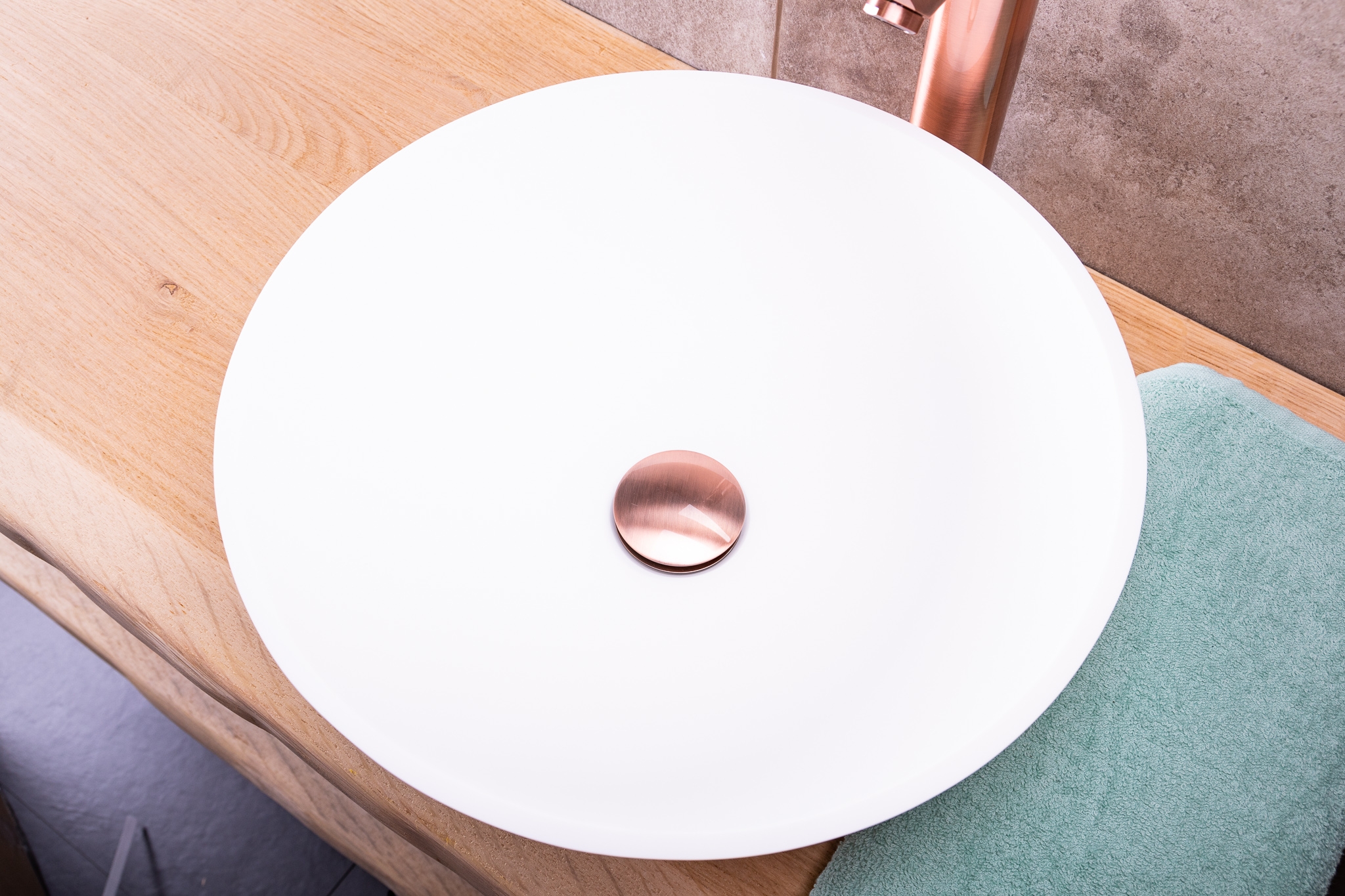 Saniclear Solid Surface waskom set incl. hoge kraan koper