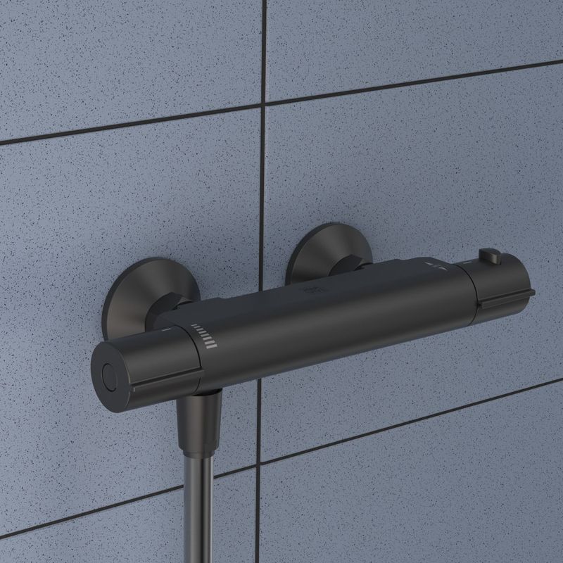 AquaVive - Irminio - Douchekraan - Zwart - Messing - Hartafstand 12 cm